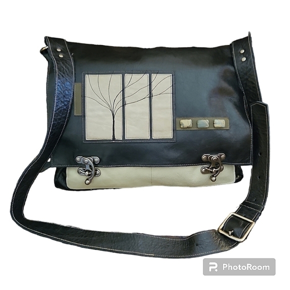ARTISAN NATALIE & KELLIE NORTH Handcrafted Leather Laptop Messenger Bag - Picture 1 of 15